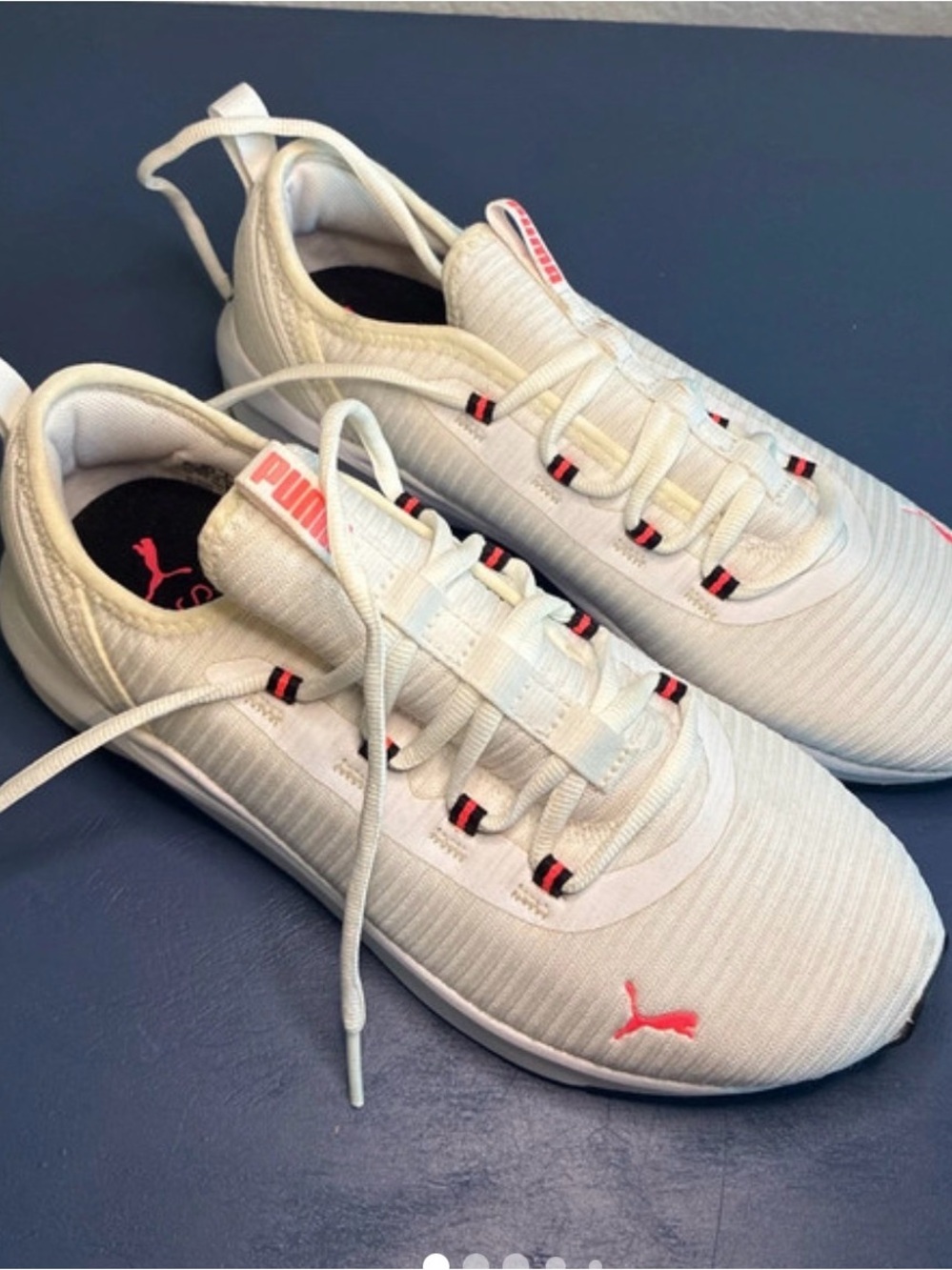 Puma Men’s White Sneakers with Pink Accents